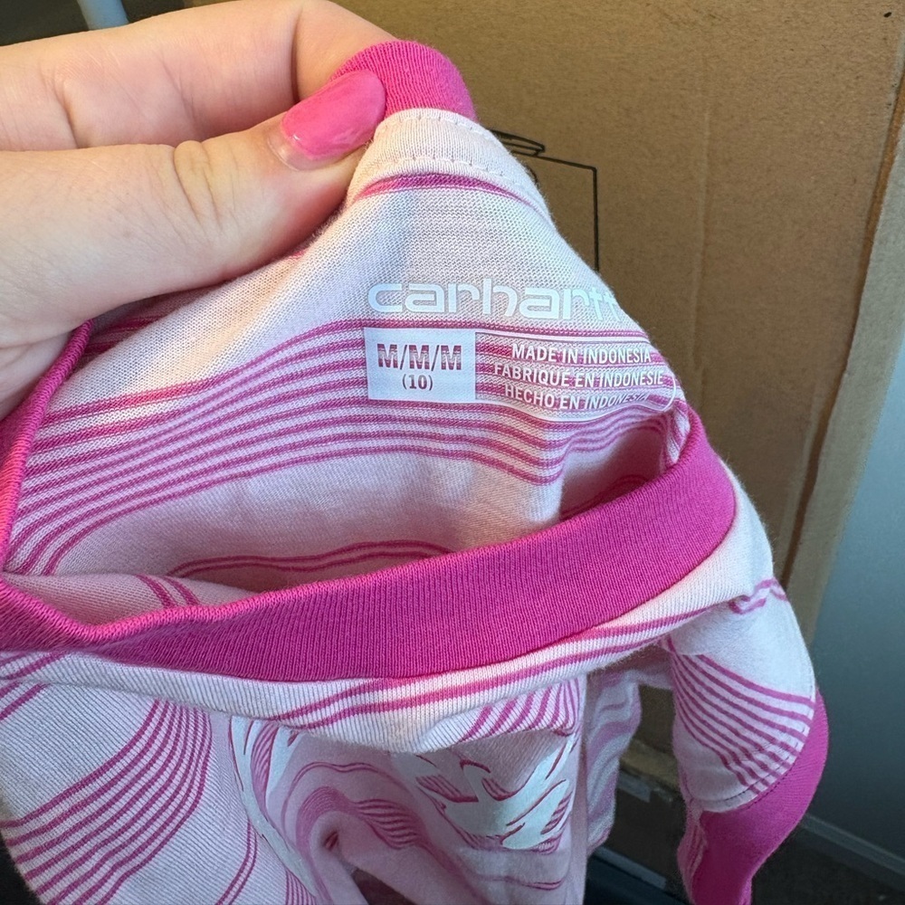 Carhartt pink striped girls logo tank size 10 NWT - Picture 3 of 3